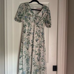 Gal Meets Glam Green and Blue Puff Sleeve Maxi Dress